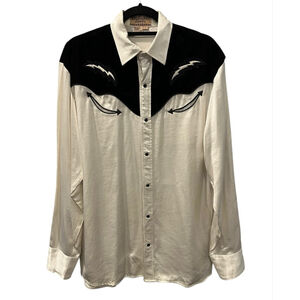 Vintage Buffalo Country Velvet Embroidered Eagle Pearl Snap Shirt Size L Western